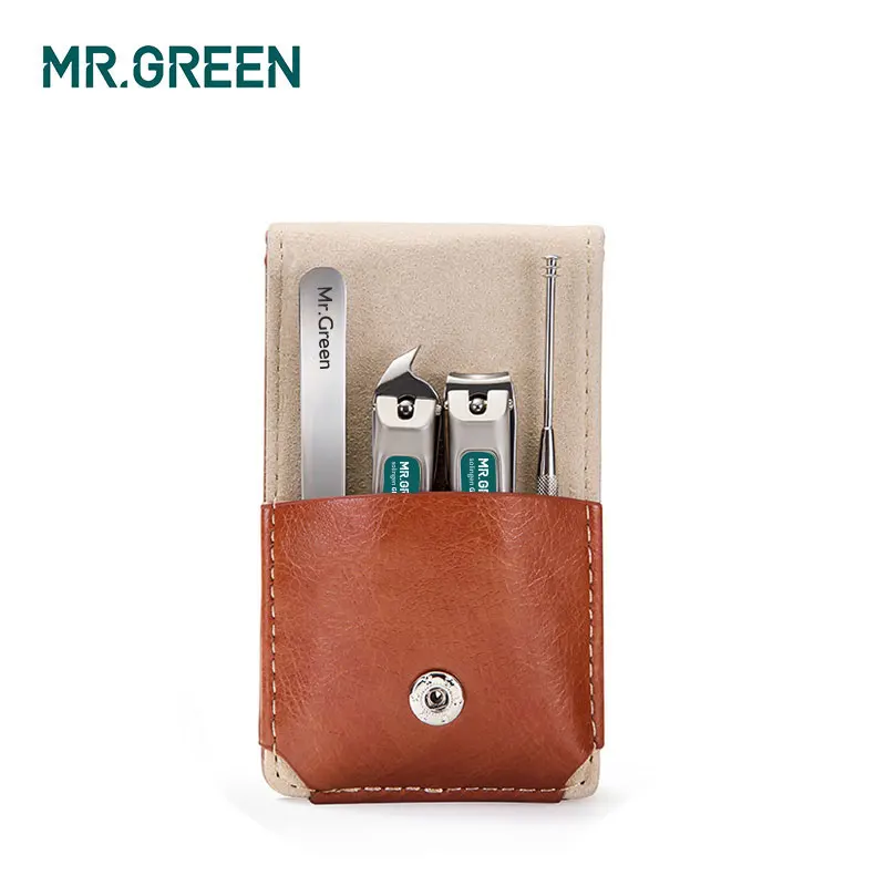 MR.GREEN-Juego de cortaúñas profesional de acero inoxidable para el hogar, herramientas de manicura 4 en 1, kit de aseo, arte portátil, limpieza