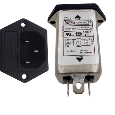 EMI Single Phase 220V AC Power Filter CW2A 1A 3A 6A with Fuse 10A Socket T Gift FK Terminal