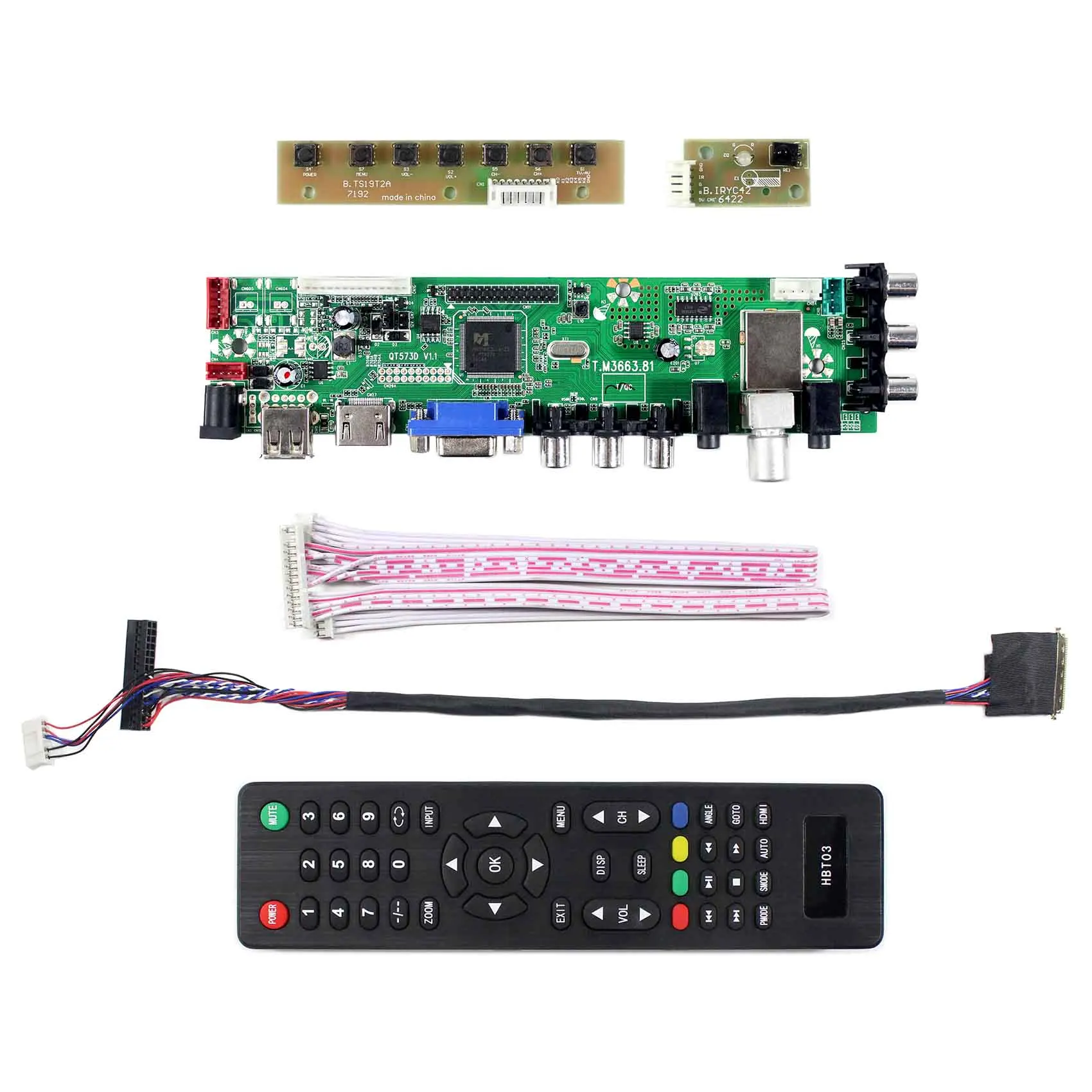 HD MI VGA AV USB ATV DTV LCD Board Work for 1 4inch 15.6inch 1366x768 WLED backlight 40Pin LVDS LCD: LP140WH1 B140XW02  LP156WH2