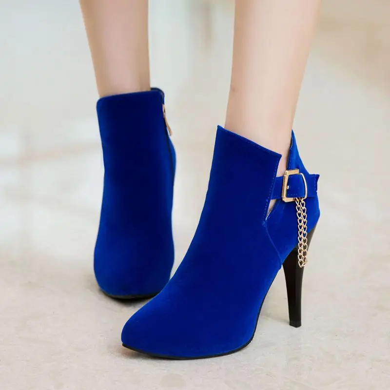 BLXQPYT Big Size 33-50 Women Sexy High Heels Short boots Autumn Winter Shoes Pointed Toe Platform Knight New Boots 2-3