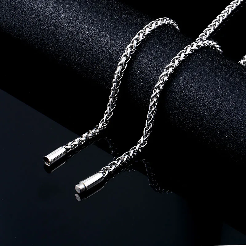 Beier 3mm/4mm/5mm/6mm Width 316L Stainless Steel Men Boy Spiga Plait / Popcorn Necklace Keel Chain Silver Color BN1074