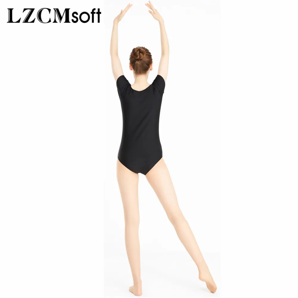 LZCMsoft Women\'s Team Basic Classic Short Sleeve Leotard for Girls Ballet Dance Leotards Gymnastics Nylon Spandex Dancewear