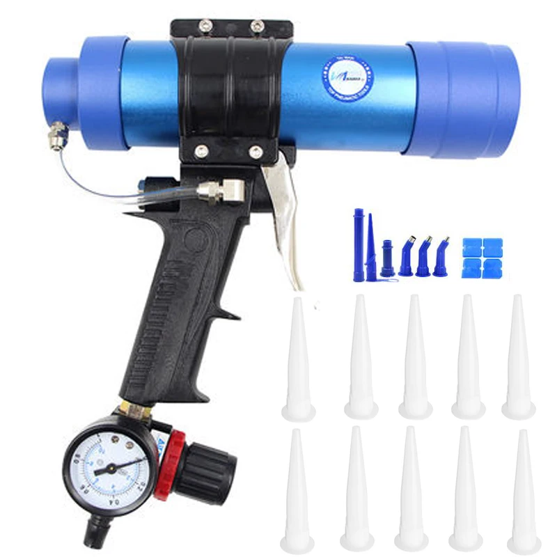 310ML Air Caulking Gun/ Pneumatic Cartridge Dispenser Silicon Sealant Applicator Glass Gluing Tool Construction Caulking Gun/