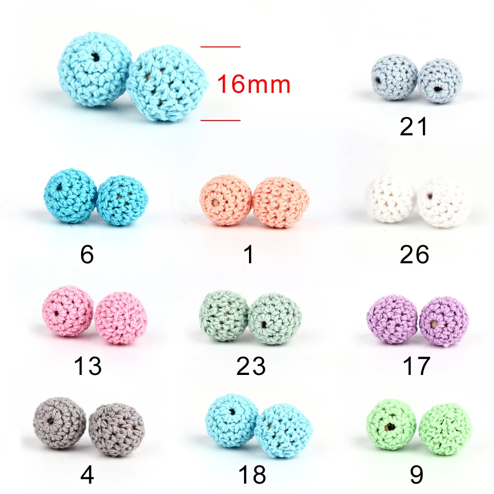 TYRY.HU 10Pcs Wooden Chewable Beads 16mm Baby Teether Toys  DIY Craft Jewelry Crochet Beads Pacifier Chain Accessories