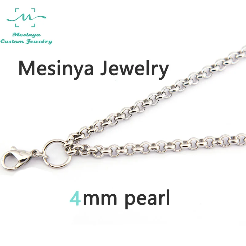 

316L Stainless steel 4mm width 24'' rolo chain for dangle charm floating glass locket love note keepsake 20pcs/lot