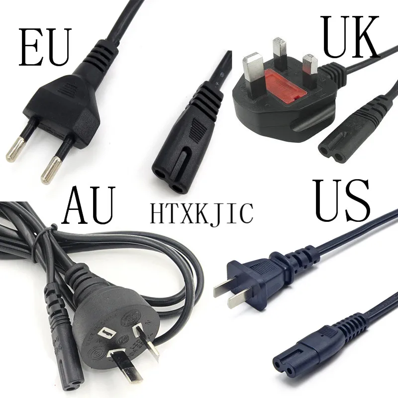 1 Pcs di Alta Qualità 2 Prong Us, Eu, Uk, au Spina Cavo di Alimentazione Ca Cavo Adattatore di Carica Del Computer Portatile Del Pc per Computer