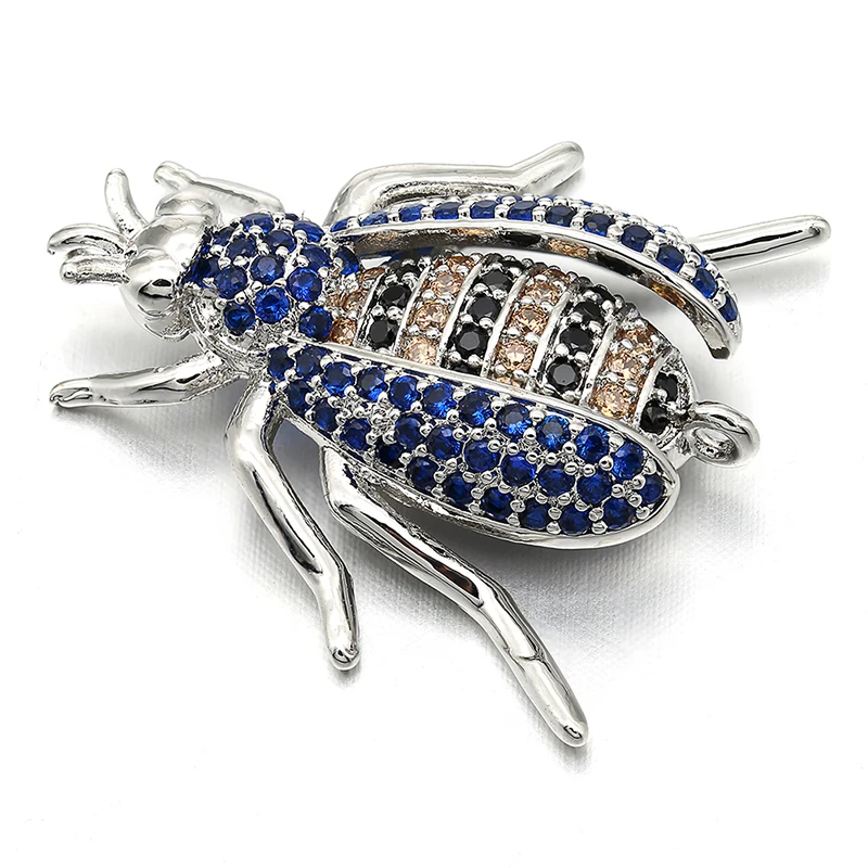 21*24mm Best Quality Handmade Brass Cubic Zirconia Beetle Charms Connectors, Mixed Color, Hole: 1mm, Model:VS243