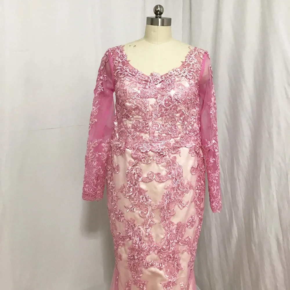 YSF – robe De soirée en dentelle, col en V, manches longues, style sirène, avec jupe De protection, 2018