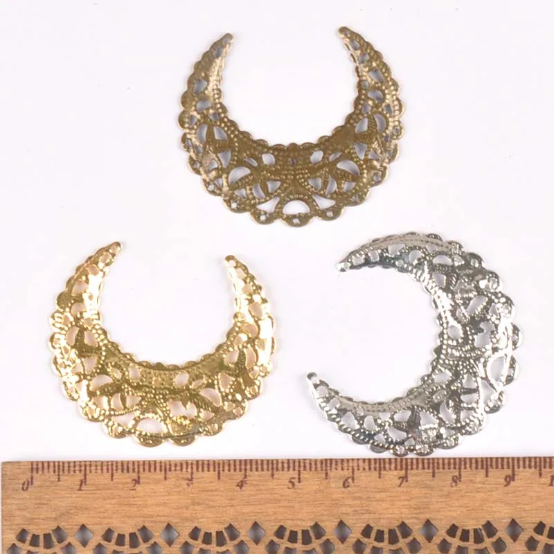 20pcs Filigree Flower Wraps Connector Ancient  Flatback Metal Embellishments Scrapbooking For Jewelry Findings 43x38mm YKL0740