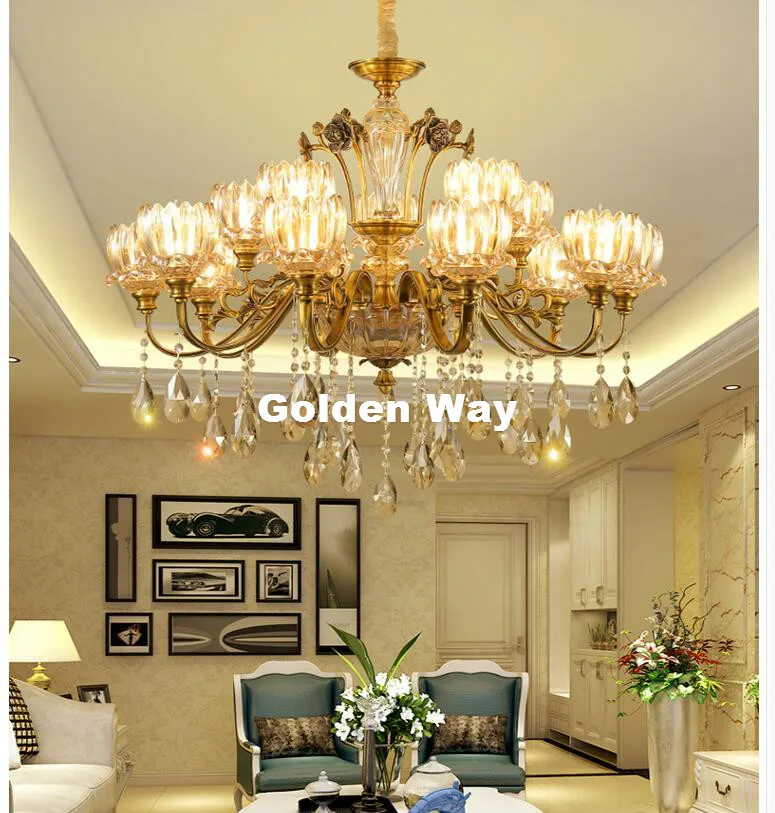 European Brass Color Crystal Lustre Chandelier European Modern Crystal Chandelier E14 LED Factory Direct Selling 100% Guaranteed