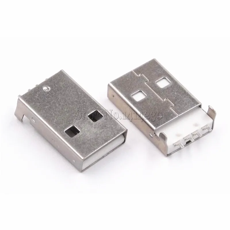 10PCS USB 2.0 Male A Type USB PCB Connector Plug 180 degree SMT Male USB Connectors 4Pins SMD