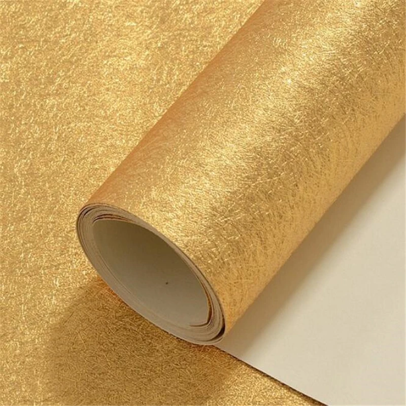 wellyu Golden gold foil wallpaper living room TV background wallpaper ceiling hotel decoration wallpaper can not afford gold