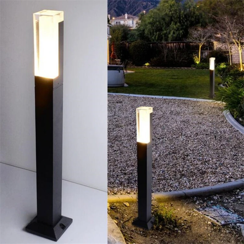 12W Waterproof LED Garden Lawnlight Modern Aluminum Pillar Lights Outdoor Courtyard Villa Landscape Lawn Bollardslight