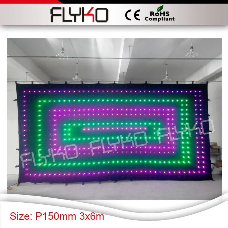 

multi color stage-decoration club lights P15 curtain video display soft progrmmable 10ft by 20ft led curtain