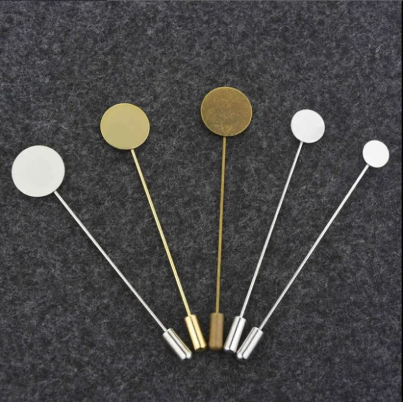10 sztuk 10 15mm srebrny Tone okrągły puste podstawy broszki taca klapy kij broszka Pin igły dla DIY kostium biżuteria akcesoria