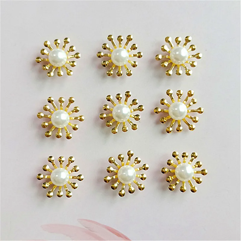 10 pcs/lot Alloy Creative Gold Pearls Rhinestone Buttons Ornaments Earrings Choker Hair DIY Jewelry Accessories Handmade