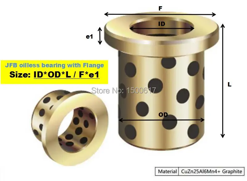 JFB2520 / 2520F / JFB253520 (Size:25*35*20/45*5mm) Oilless Bearings With Flange|Bronze Bushings With Graphite Plugs