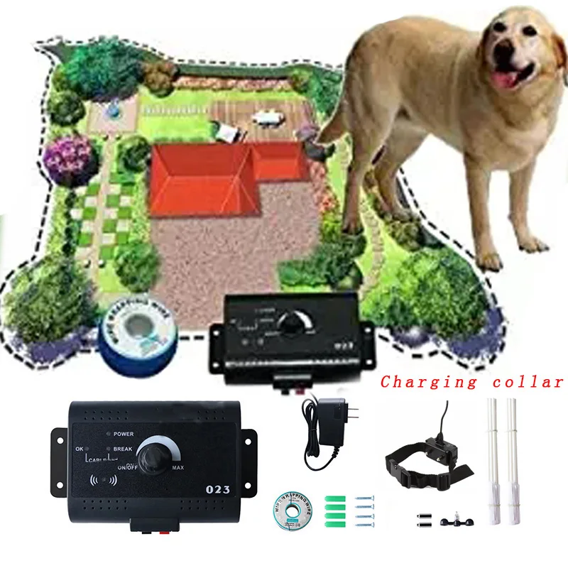 

023 Safety In-ground Pet Dog Electric Fence With Chargable Dog Electronic Training Collar Buried Electric Dog Fence System