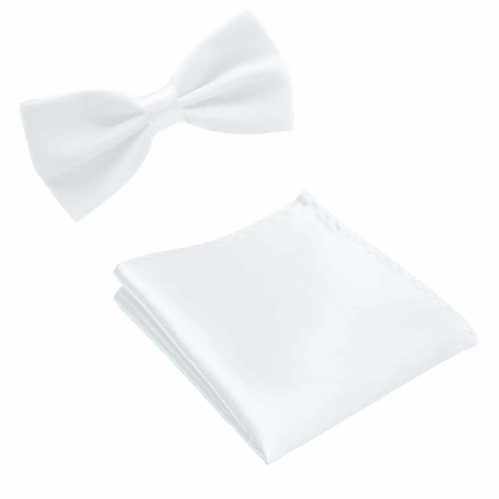 Neck Tie Set Bow Ties for Men Pocket square Wedding Polyester Butterfly Handkerchief Bowtie