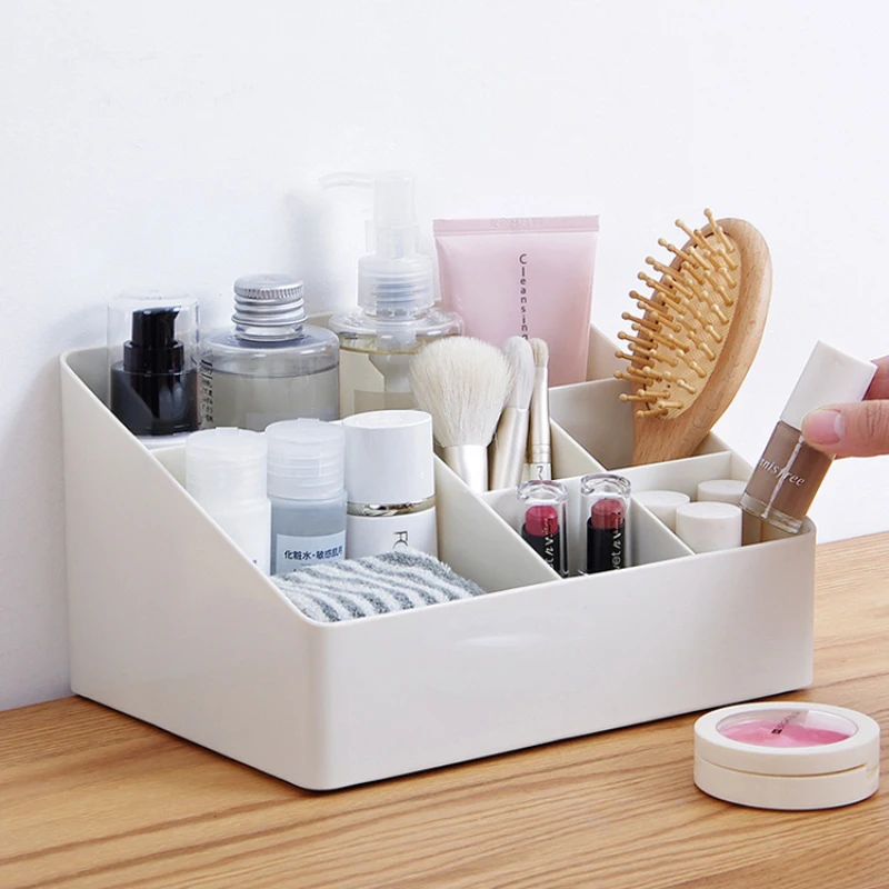 Makeup Organizer Desktop Thicken Plastic Cosmetics Storage Box Container Nail Polish Casket Holder Desktop Sundry Storage Case