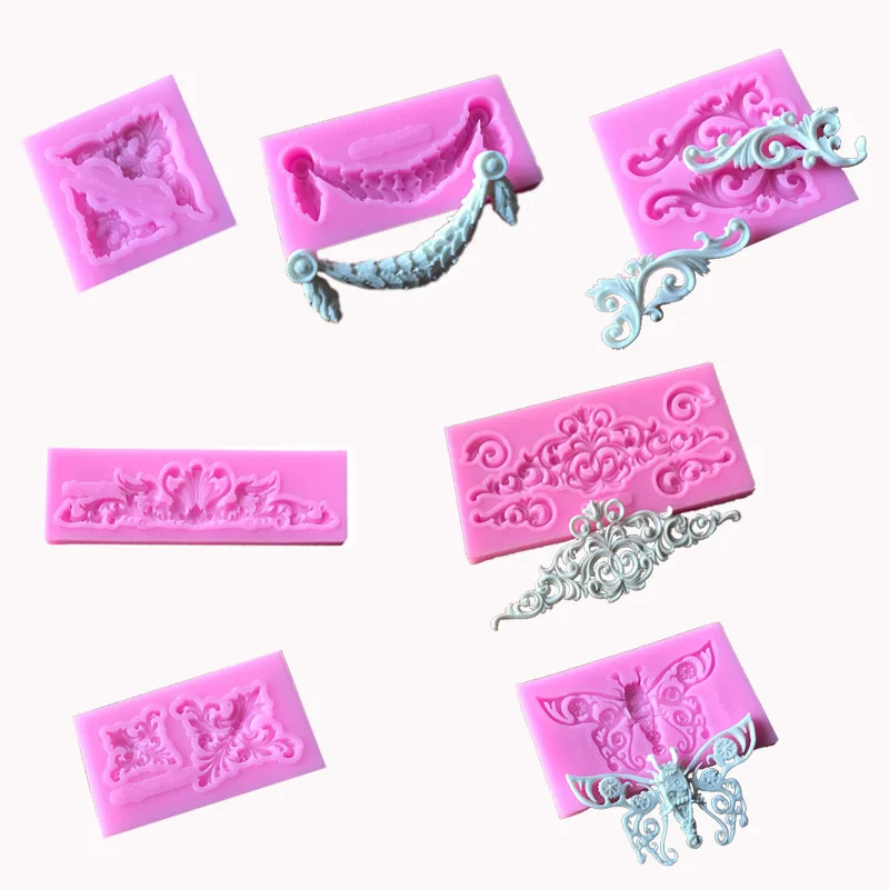 Hot Sale DIY Sugar craft Cake Vintage Relief Border Silicone Mold Fondant Mold Cake decorating Tools Gum paste Mold