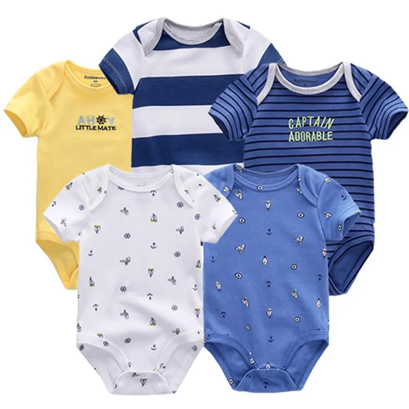 5pcs newborn baby romper male baby clothes girls clothes summer fashion print jumpsuit jumpsuit 100% cotton tights 0-12m