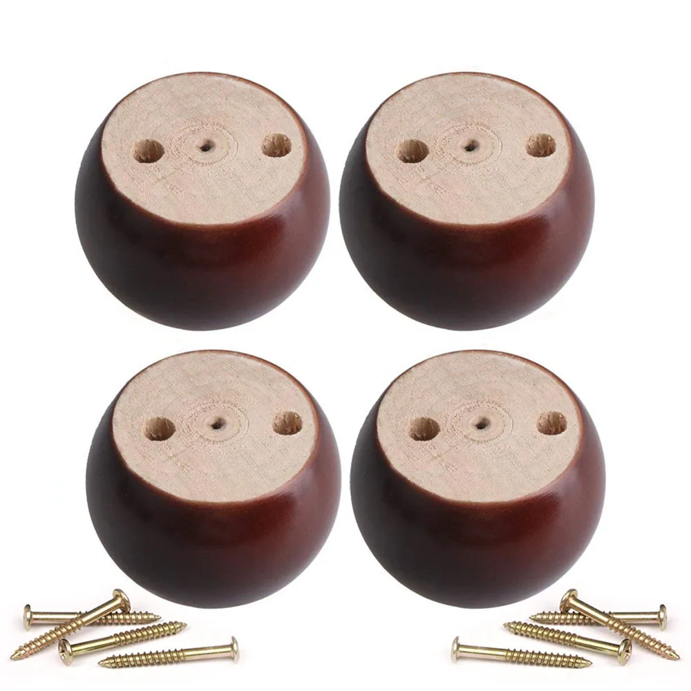 4pcs 5cm Height Wooden Furniture legs Red Brown Eucalyptus Round Sofa Table Feet Couch Dresser Armchair foot More gifts