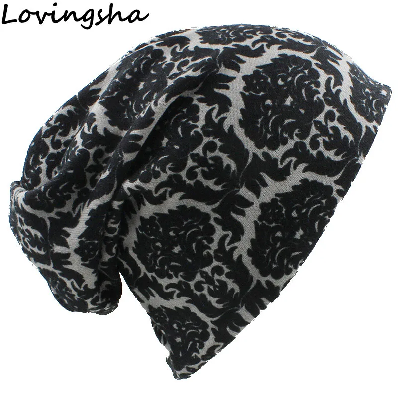 LOVINGSHA Brand Autumn Winter Vintage Design Multifunction Women Hats For Ladies Thin Skullies Beanies Girl Fashion Scarf HT062