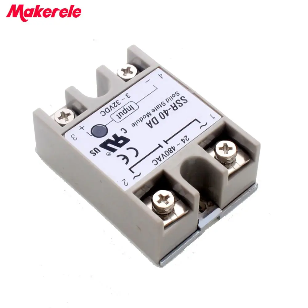 24V-380V 40A 250V SSR-40DA Solid State Relay Module 3-32V DC To AC SSR-40 DA SSR 40A Makerele