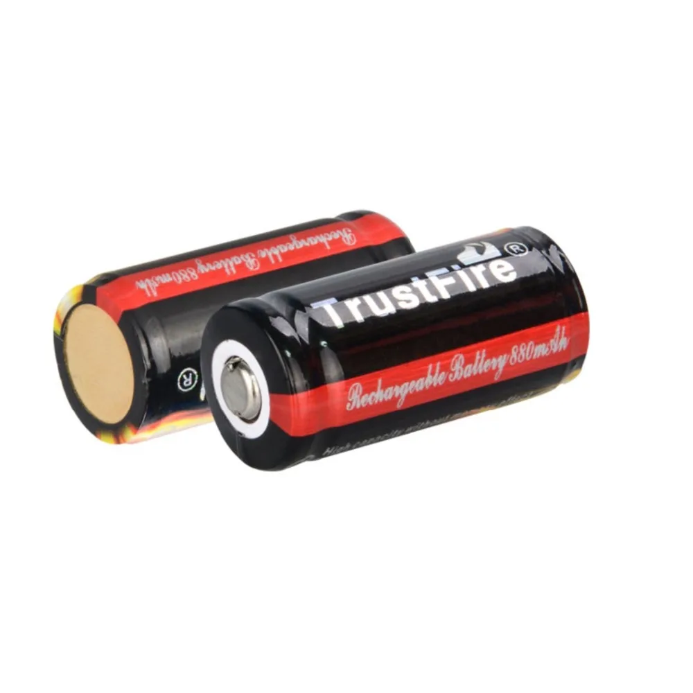 2PCS/LOT Genuine TrustFire Full Capacity 880mAh 16340 RCR123 CR123A 3.7V Protected PCB Rechargeable Battery