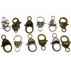 10pcs Antique Silver Bronze Lobster Clasp Hooks 25x14mm for Necklace Bracelet Pendant Bag Clasp End Fings Bails Jewelry Making
