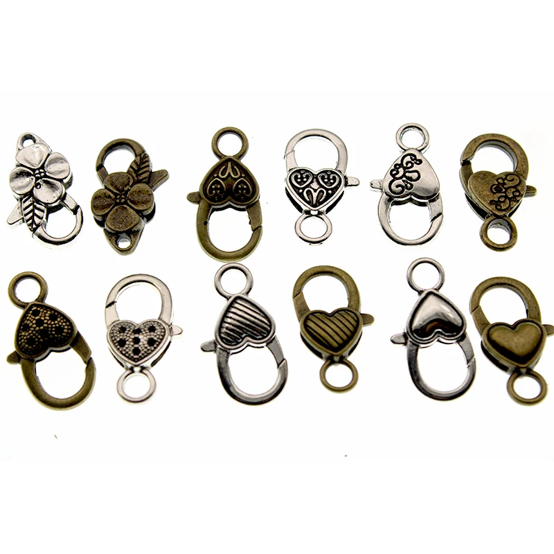 10 szt. Antyczne Srebrne Brązowe Karabińczyki 25x14mm do Naszyjników Bransoletek Zawieszek Torebek Końcówki Klamry Oczka do Wyrobu Biżuterii