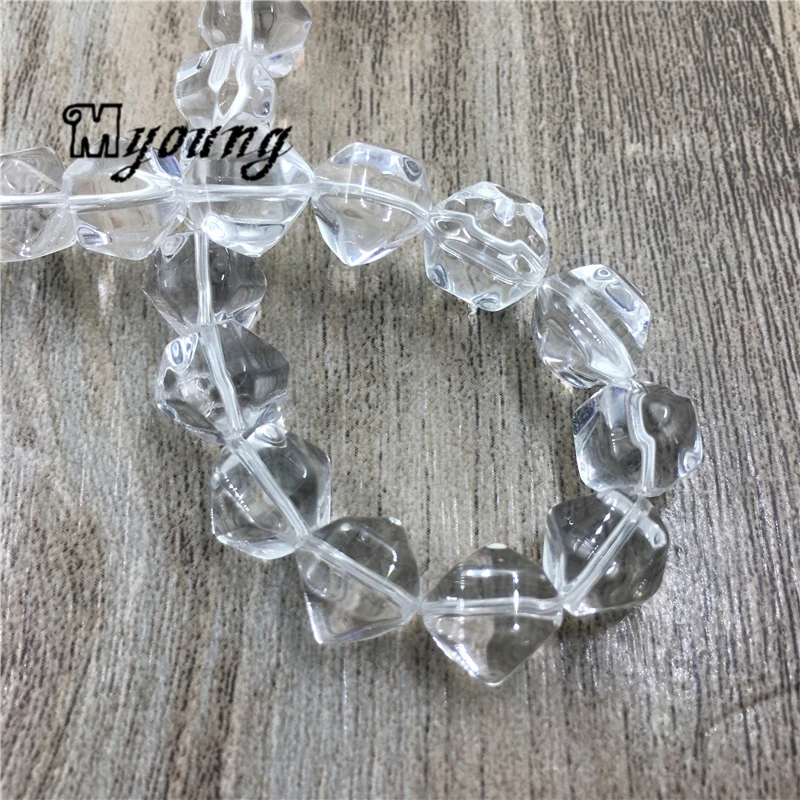 2Strands Faceted Natural White Crystal Clear Quartz Cutting Nugget Beads MY1738