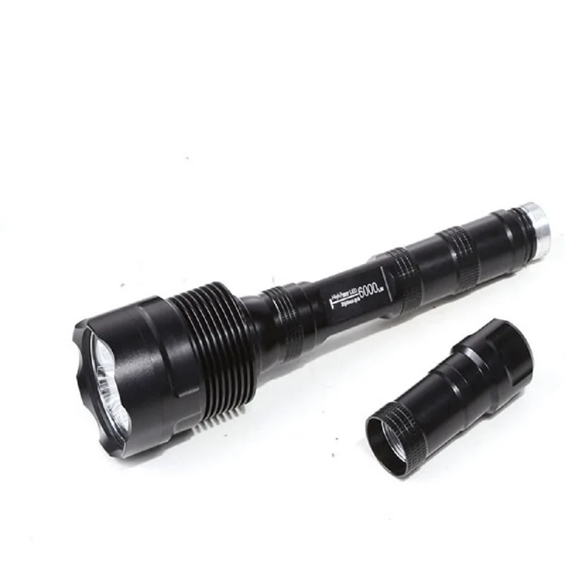 Anjoet-linterna táctica de 6000Lm XML 3T6 LED, luz de flash impermeable, 18650 batería recargable, interruptor trasero de Marco táctico