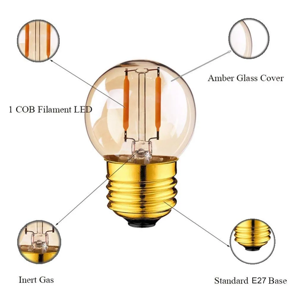 Imagem -05 - Lâmpada Led String Luz Substituir Super Quente Watts Incandescente Equivalente Edison Lâmpada do Vintage para Jardim em Casa 10 Peças 1w G40