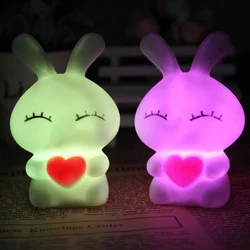 Cartoon Rabbit LED Night Light For Children Gift Color Changing Night Lamp Home Bedroom Wedding Party Decoration