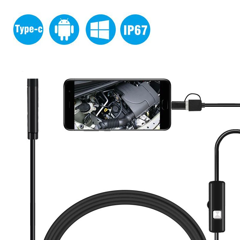 

8mm 8Led Type C Waterproof 720P Endoscope Camera Inspection 1m 2m 3.5m 5m USB Cable Endoscope Borescope Android Endoscope