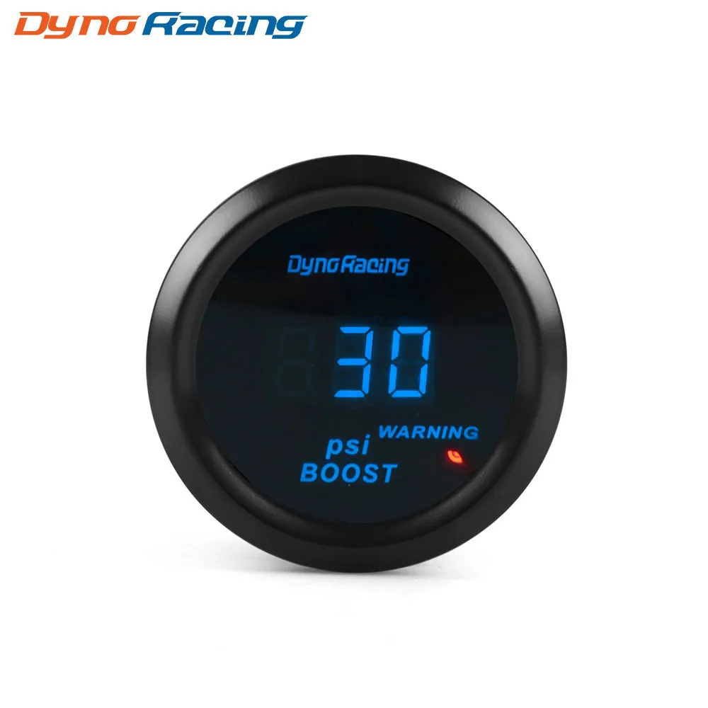 Dynoracing 2'' 52MM Turbo Boost gauge -14~30PSI Blue Digital Led Turbo Boost Meter sensor BX101461