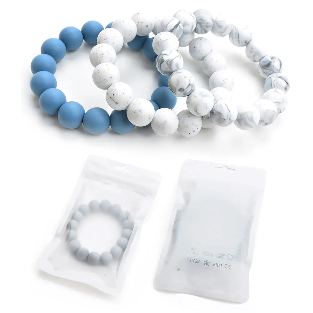LOFCA Teething Bracelet Women Bangle Baby Teether Round Silicone Beads Jewelry Nursing Chewing Food Grade Toy Oral Care BPA Free