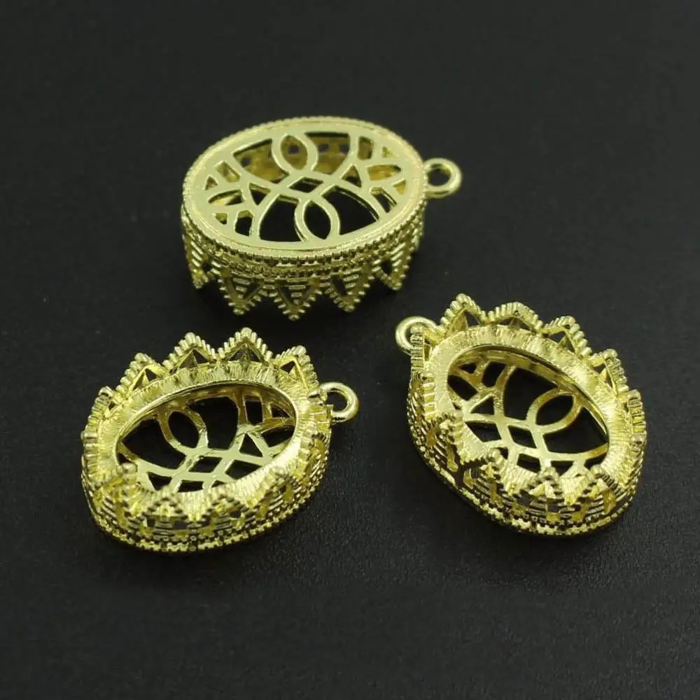 

30pcs Pendant Strong Crown Bezel Connectors Base Setting fit 10x14mm 13x18mm 18x25mm Oval Cameo UV Resin Cabochon Findings DIY