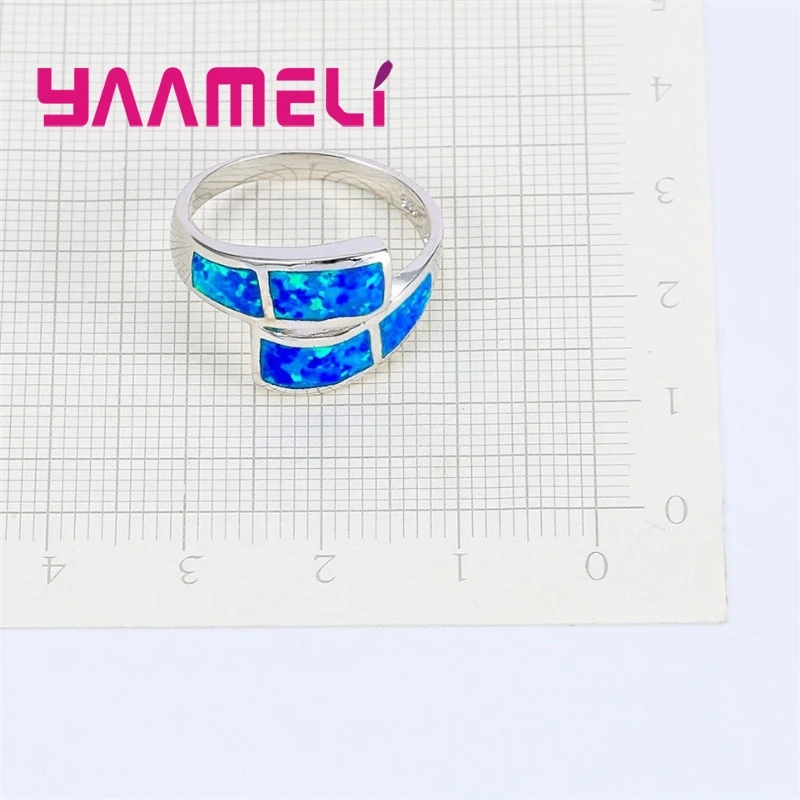 Winter Sale Fashion Blue Fire Opal Ring 925 Sterling Silver Jewelry Wedding Party Engagement Jewellery For Women Hot Sell