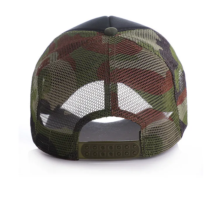 100% acrilico Logo personalizzato Camo berretti da Baseball stampa fai da te Logo Snapbacks cappelli adulto estate Camouflage Mesh Net Trucker