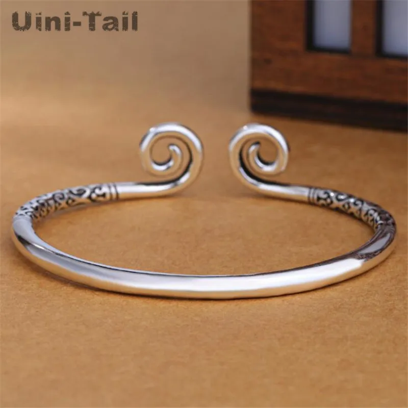 Uini-Tail hot new 925 Tibetan silver genuine tight spells open bracelet fashion tide flow high quality silver jewelry ED151