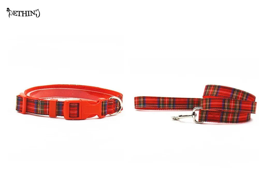 Nylon lattice Style Puppy dog collar leash red yellow pet collar lead  S L choice easy fit small medium dog collar lead brands