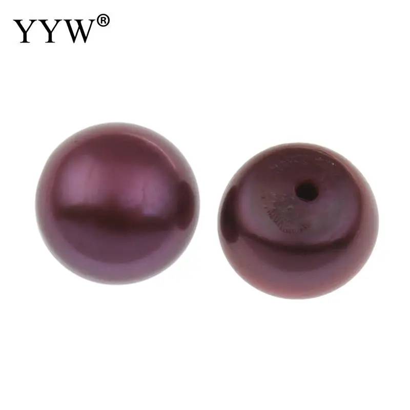 Cultured Half Drilled Freshwater Pearl Beads for DIY Bracelet Necklace Earring Making 7-7.5mm Approx 0.8mm Sold By Pair