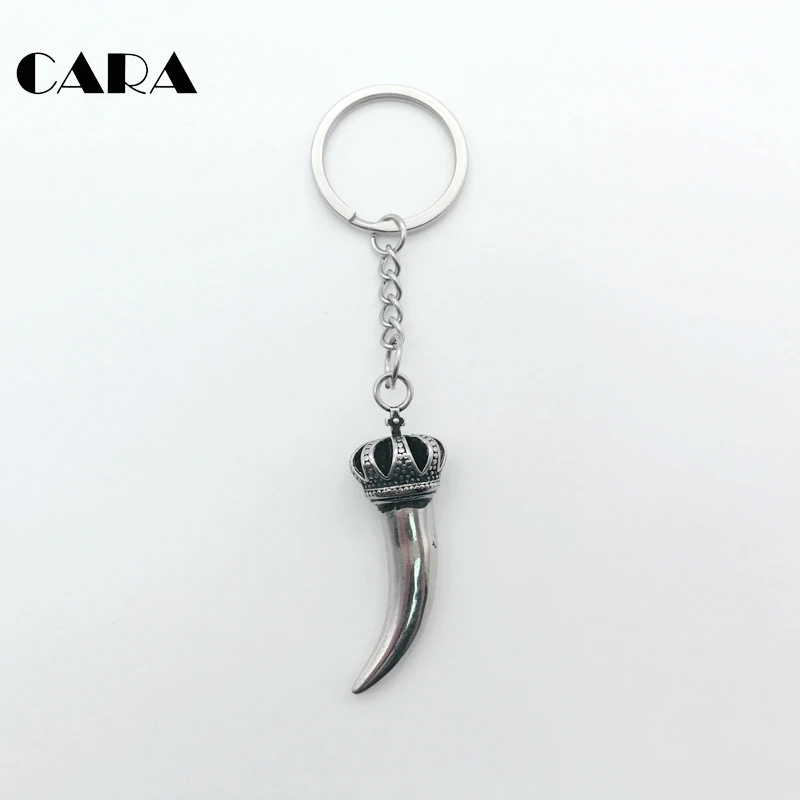 2019 New 316L stainless steel Animal teeth Keychain Key Chain Antique silver color animal tooth charm key rings gift CARA0518-KC