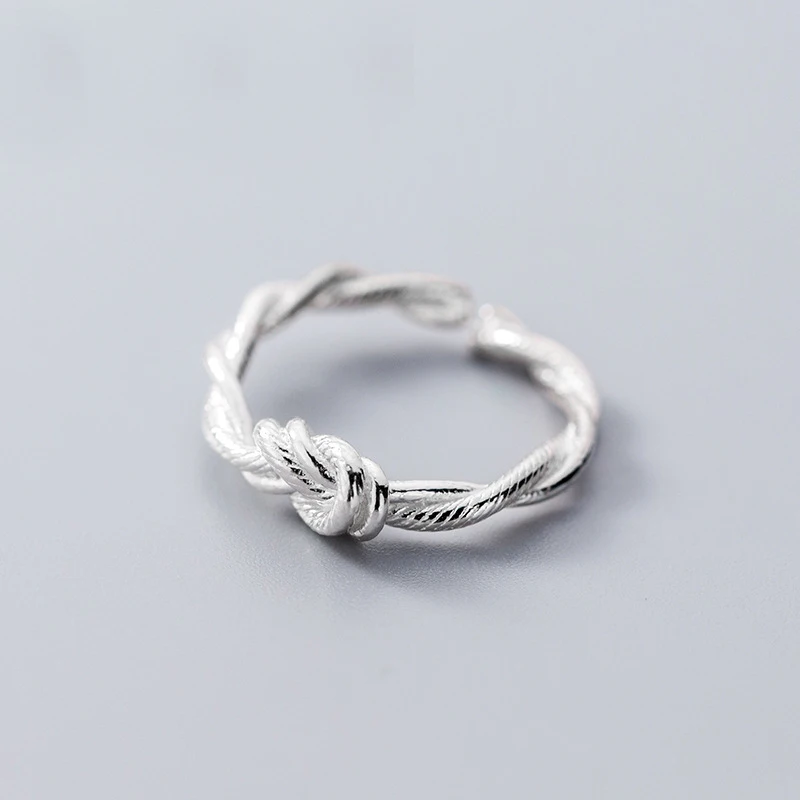 

MloveAcc Hot Genuine 925 Sterling Silver Simple Finger Ring Twisted Shape Jewelry for Women Party Gift