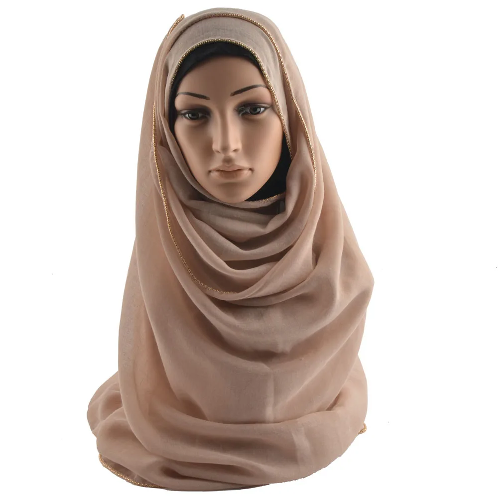 Za 2018,cotton scarf with chain,plain hijab with chain,muslim hijab,shawls and scarves,shawls and wraps,muffler,cape,head scarf