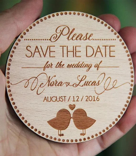 Customized Bride Groom names Lase cut Rustic save the date laser cutting wedding invitation cards,Wedding Keepsake Magnet