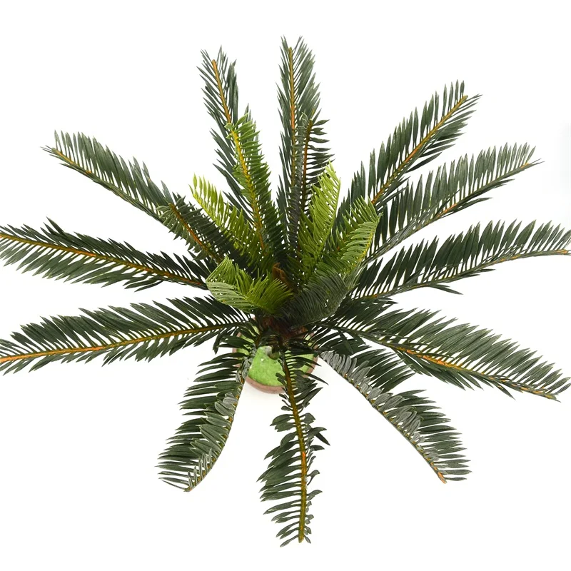 

Artificial Palm Tree Green Leaf Plants Plastic Potted Bonsai Branches Leaves Garden For Home Wedding Table Ornaments Decoration